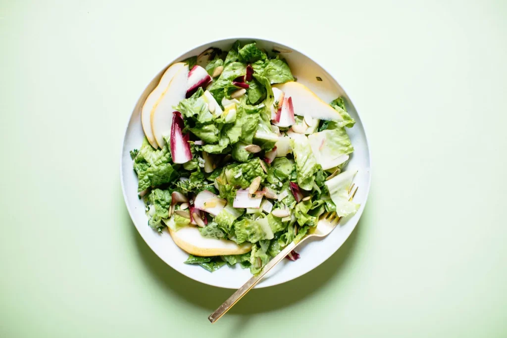 Fresh green salad with seasonal vegetables for balanced eating