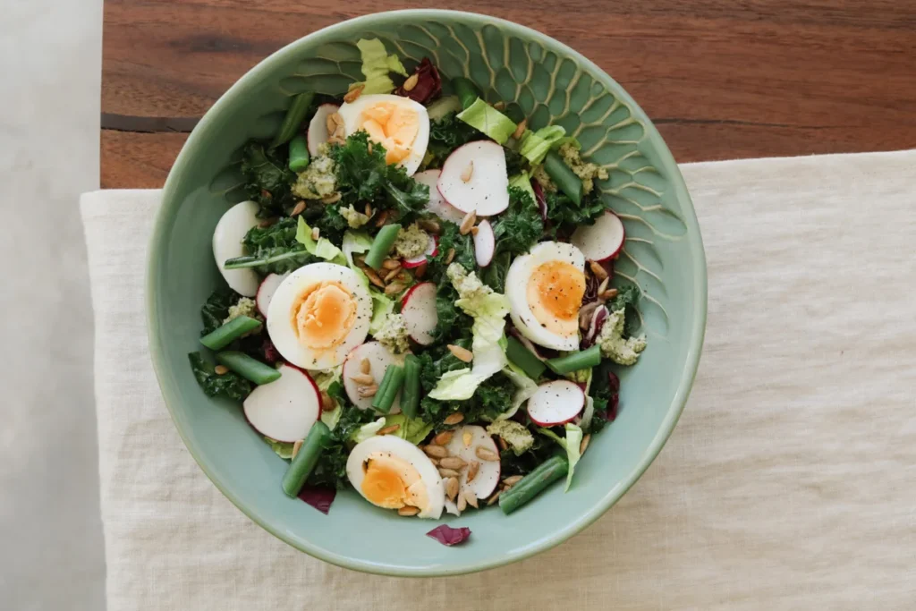 Colorful balanced meal on a plate with vegetables