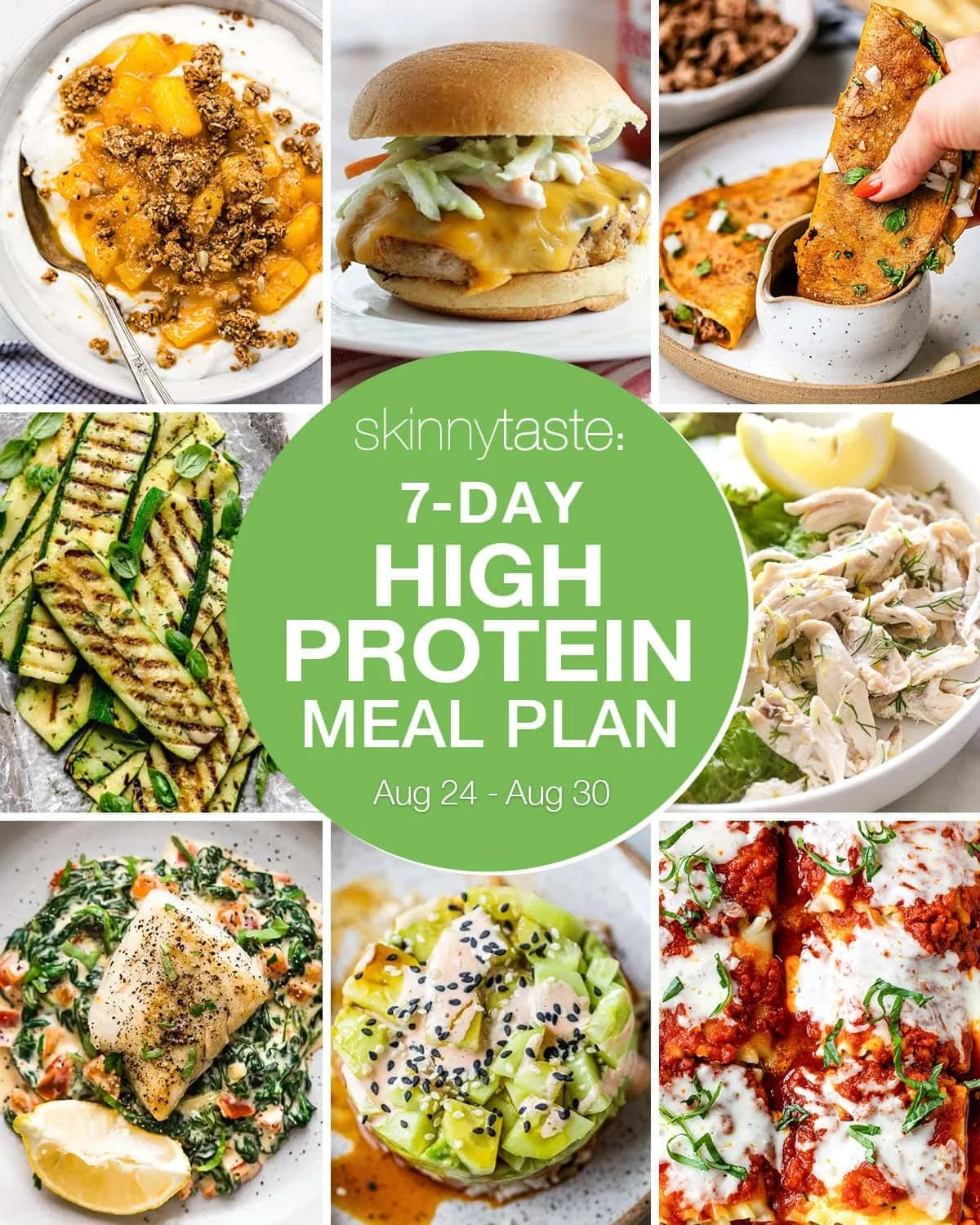 Weekly high-protein meal plan for August 24 through 30