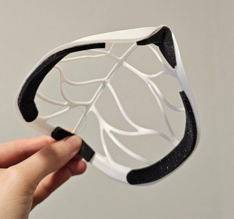 Customized Zimi mask frame with added foam strips for seal
