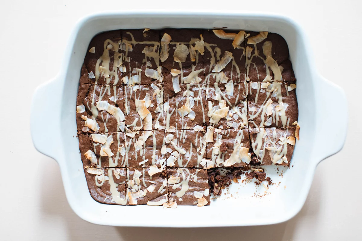 Homemade chocolate tahini brownies as festive dessert option