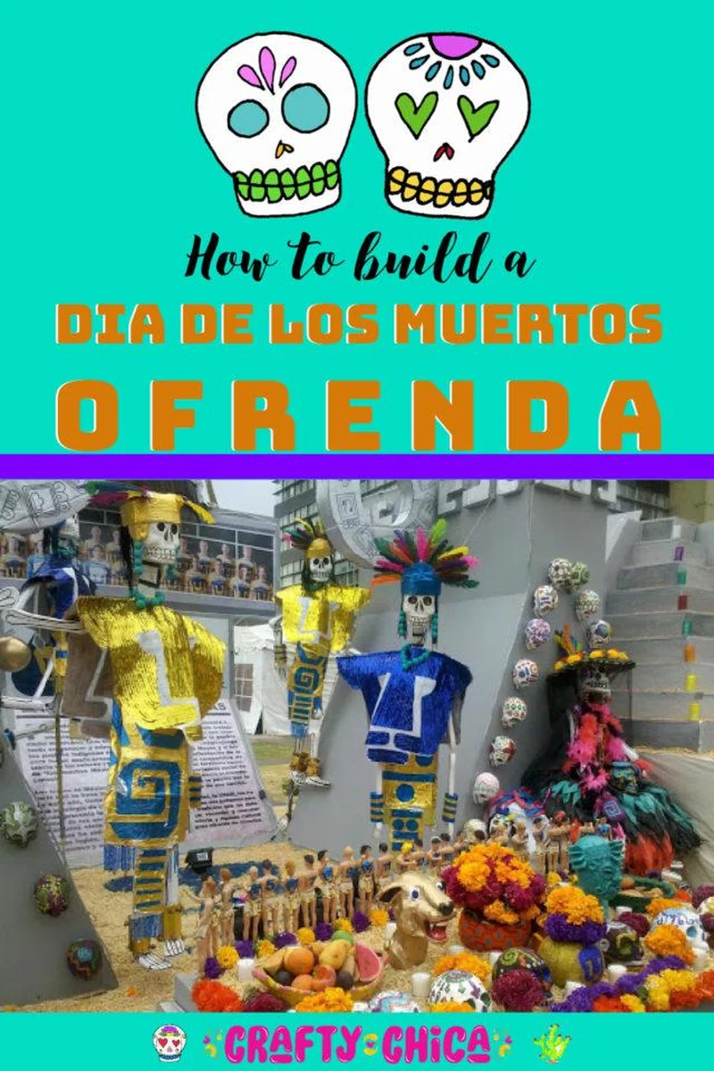 Infographic showing how to build a Dia de los Muertos ofrenda